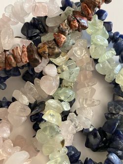 6x Crystal Bead Bracelet Lot - Sodalite Rose Quartz Prehnite Agates - Stone Jewelry Crafting Healing