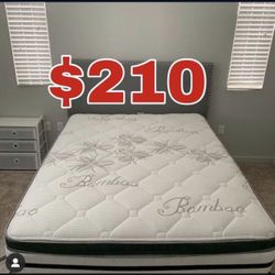 BRAND NEW “LUXURY EURO PILLOW TOP BAMBOO” MATTRESSES 💯 COLCHONES NUEVOS PILLOW TOP 💯  💥12 inches thick 💥   Queen $210❌ $270 With Box Spring 💥  FU