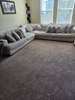 Large L-Shaped Sectional Sofa with Pillows