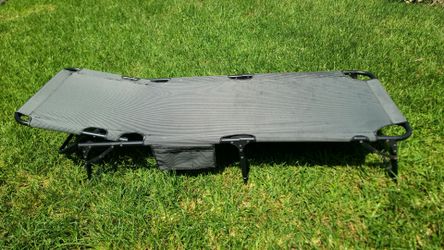 6 ft Folding Camping Cot with Side Pocket, 74L x 27w x 12