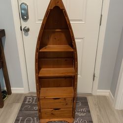 Vintage wooden bookcase with two drawers