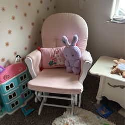 Pink Rocking Chair And Ottoman 