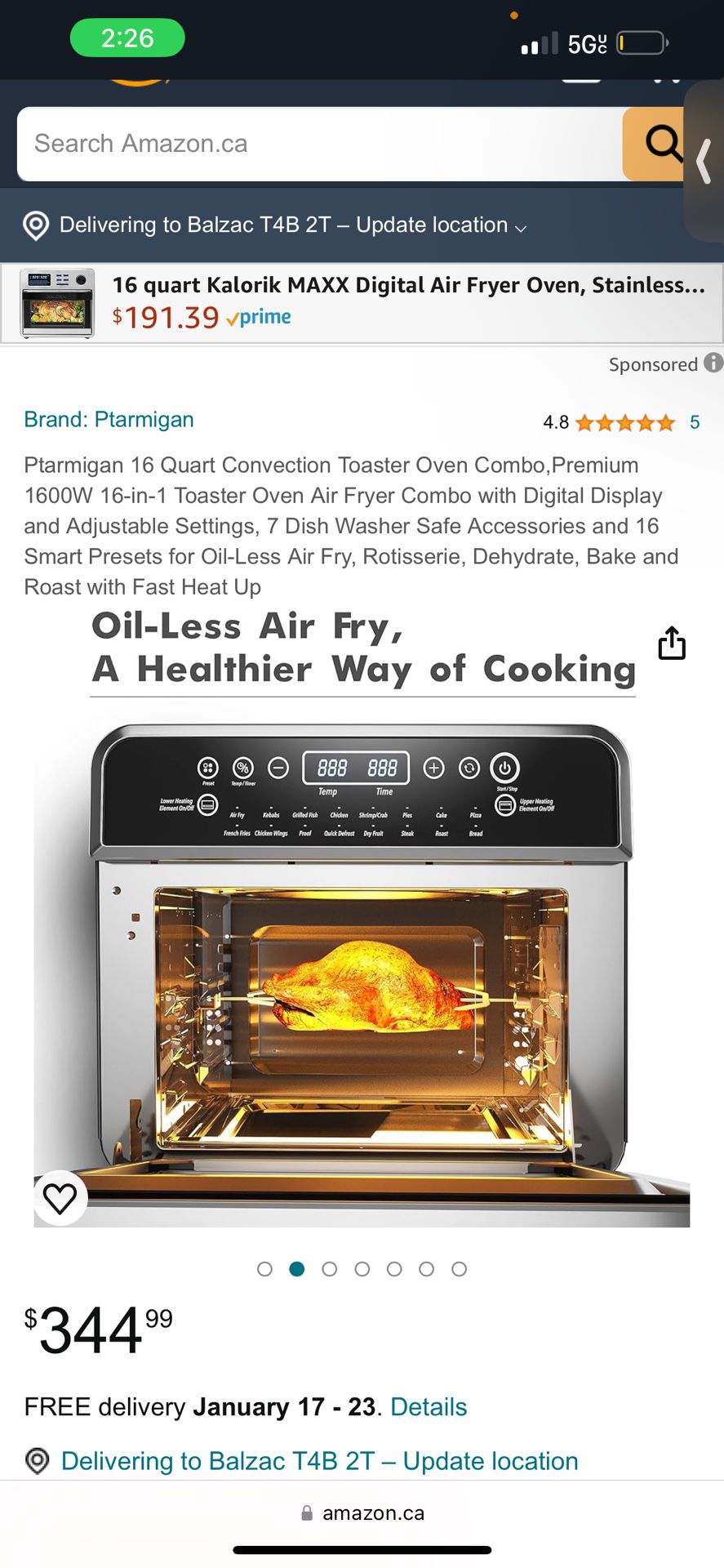 Ptarmigan 16 Quart Convection Toaster Oven Combo 16-In-1 Toaster Oven Air  Fryer Combo With Digital Display And Adjustable Settings, 7 Dish Washer  Safe Accessories And 16 Smart Presets & Reviews