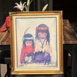 Hand-Signed Ted DeGrazia 1981 Print – Mother & Child – 16x20 – Framed Southwest Collector Piece