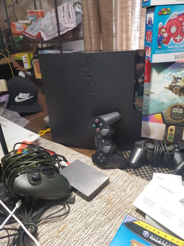 Ps3 Slim 100 Gb 💯  Tested And Working With Oem Ps3 Dual Shock 3 Shock Controller 