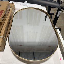 Oval Bathroom Mirror Cabinet Medicine Cabinet Iron Frame with 2 Adjustable Shelves