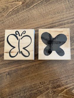 DOTS Butterfly Set Of 2 Wood Mounted Rubber Stamps