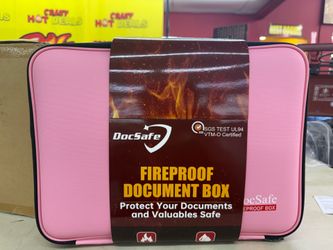DocSafe Fireproof Document Box with Lock & Shoulder Strap – Pink