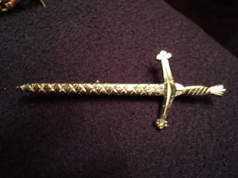Tartan Kilt Vintage Sword Brooch