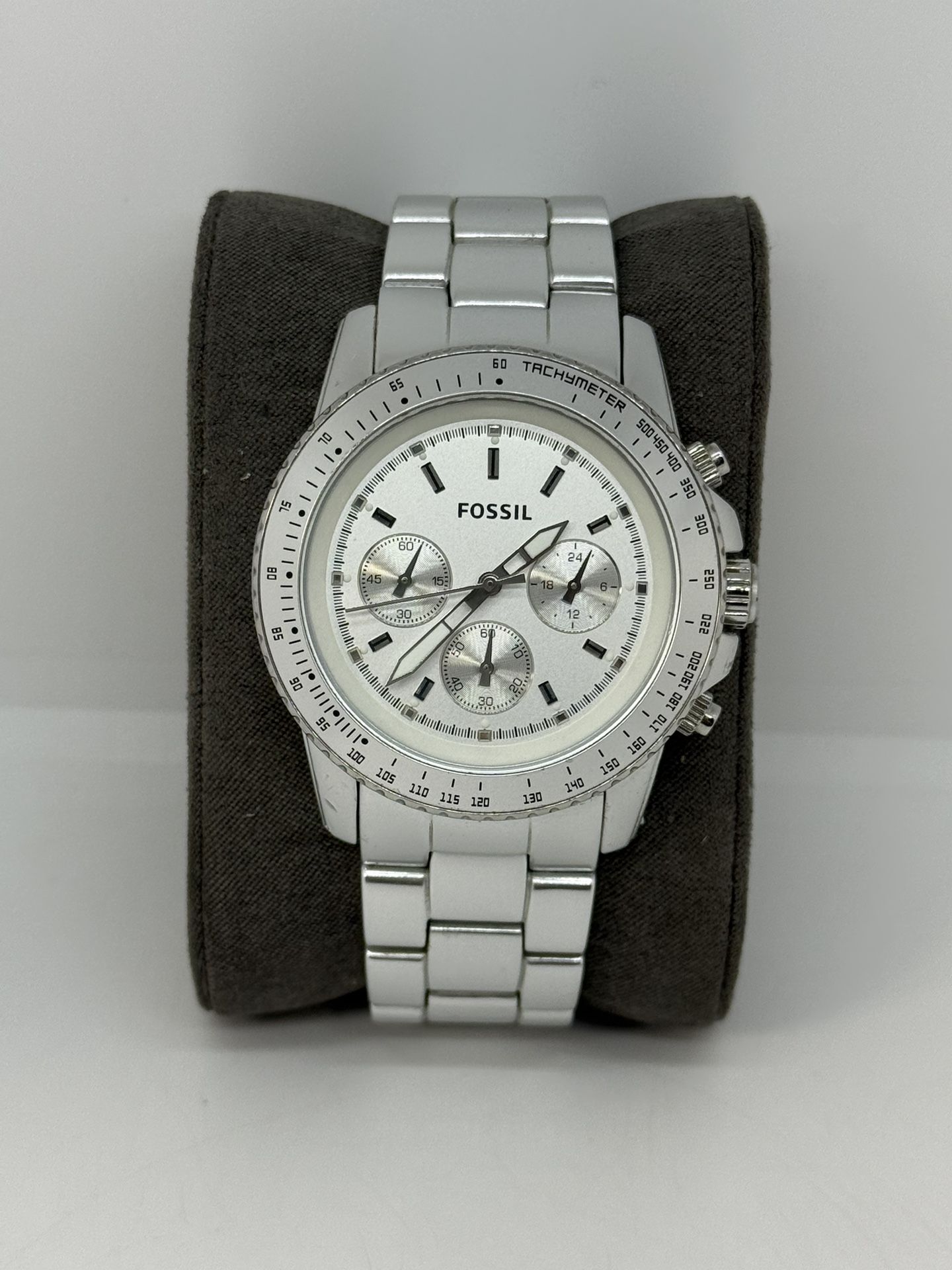 Fossil Stella Men's 42mm Silver-tone Aluminum 10ATM Chronograph Watch ~ CH2745