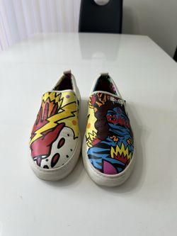 Bally HERALD-SB/007 Multicolor Graphic Leather Slip-On Men's Casual Shoes 9.5