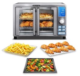 25 Qt Gourmia Air Fryer French Door Toaster Oven - 6-Slice Capacity, LED Display with 14 Cooking Presets, Stainless Steel