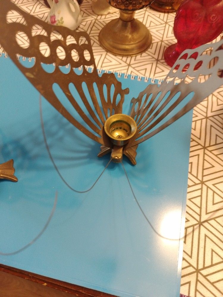 Vintage Brass Butterfly Candle Holders