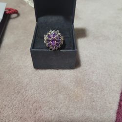 PANDORA PURPLE FLORAL RING NEW/UNUSED SIZE 8/9