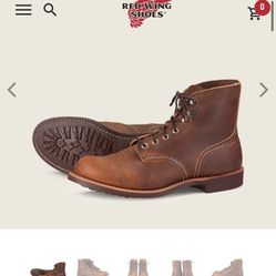 SIZE 8 RED WING THE IRON RANGER COOPER ROUGH AND TOUGH LEATHER SOFT TOE BOOTS BRAND NEW