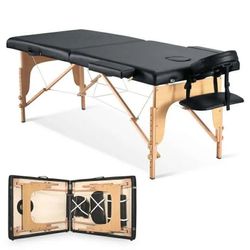 Portable Massage Table Massage Bed Lash Bed Spa Bed Tatto Table Adjustable Height 9 Levels Maximum Weight 496LB 2 Wood