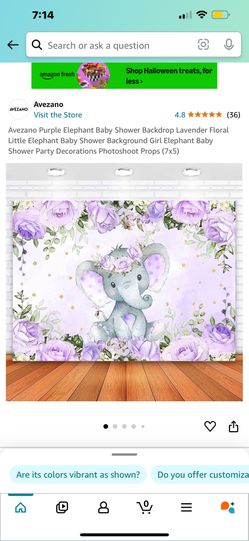 Avezano Purple Elephant Baby Shower Backdrop Lavender Floral Little Elephant Baby Shower Background Girl Elephant Baby Shower Party Decorations Photos