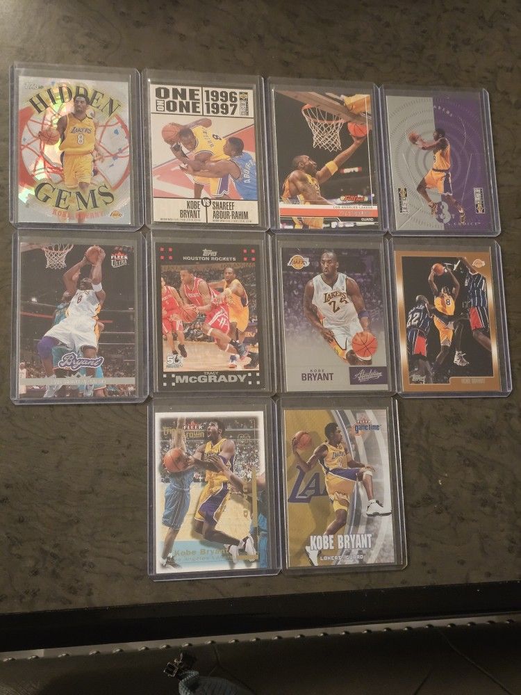 Kobe Bryant Basketball Cards! 10 Card Lot! Rare Insert! Rookie & Base Cards! ππ₯