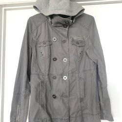 Hurley Gray Hoodie Jacket / Coat Denim Fleece Hood Men's Sz Medium