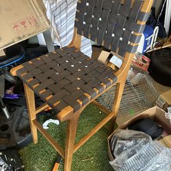 Ball & Cast Faux Leather Woven Strips Pub Height Stool Kitchen Island Wooden Bar Stools, 30 inch Seat Height, Dark Gray