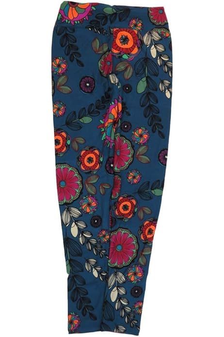 Lularoe One Size OS teal floral leggings