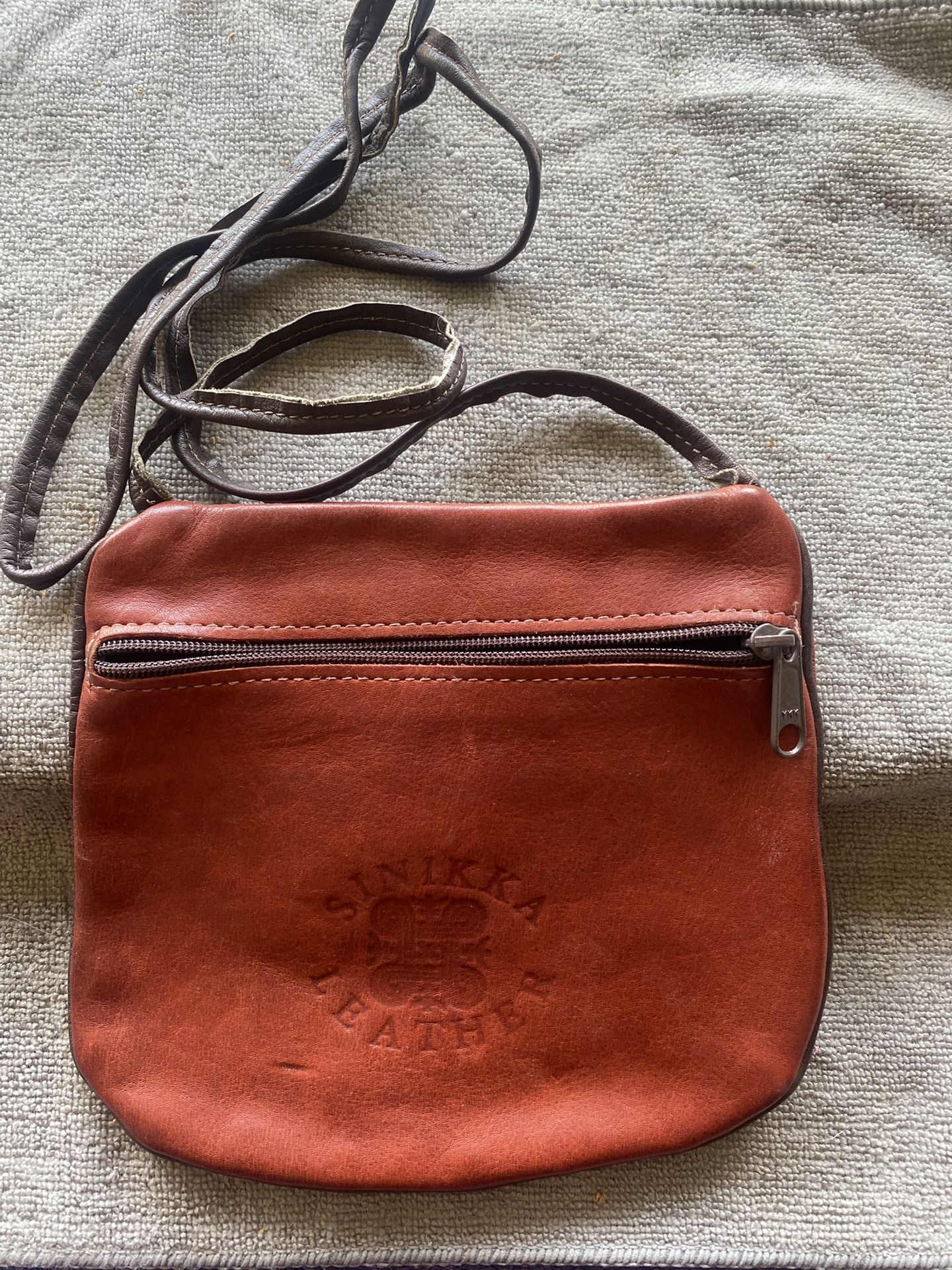 Vintage SINIKKA Leather Shoulder Bag 8” x 7” Handbag, Pouch