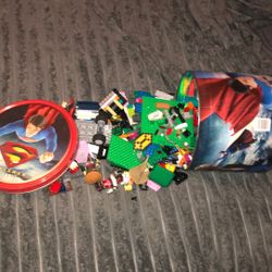 LEGOS w/Superman Metal Container to store them in.