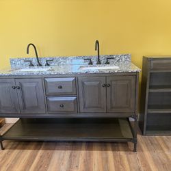 🙀🫶🏽60” Double Sink Vanity + Matching Wall Cabinet – Modern Farmhouse Luxury 🙈🔥