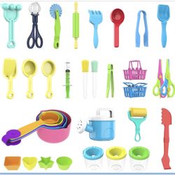 New-34PCS Sensory Bin Filler Tools,Fine Motor Skills Handy Sensory Bin Scooper Set with Scoops,Tweezers,Beach Shovels,Kettle,Rake,Sensory Table Bin Ac