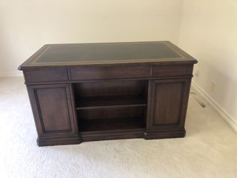 Antique dark wood desk and cabinet