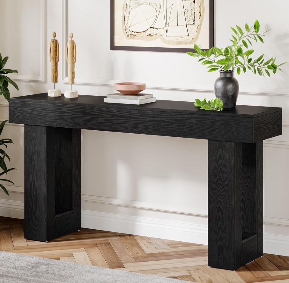 63-Inch Long Console Table, Farmhouse Wooden Sofa Table 