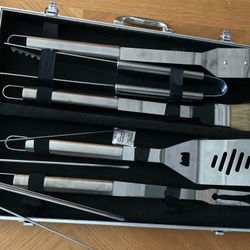 BBQ Grill Set, Stainless Steel In A Box , New , Box 19.5x 7x 2.5 Inches 