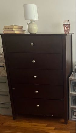 Dark Brown 5-Drawer Tall Dresser