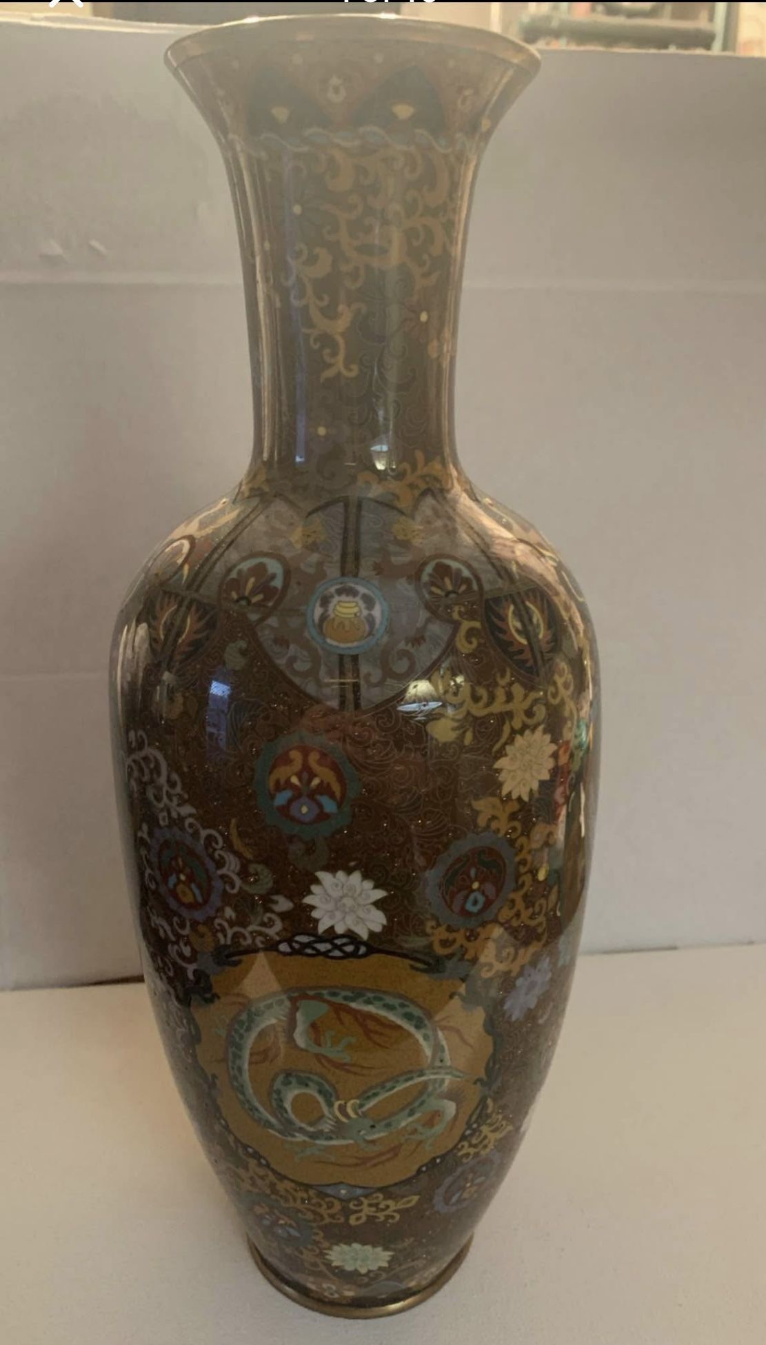 Antique Chinese Fine Cloisonne Enamel Golddstone ,Birds, Dragons