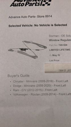 Chrysler Dodge Minivan Volks Routan Window Regulator Motor
