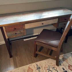 Wood Desk With Chair