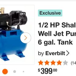 Jet Pump, Shallow Well Pump With Tank 
