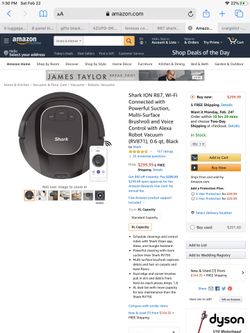 Shark ION R87, Wi-Fi Connected with Powerful Suction, Multi-Surface Brushroll and Voice Control with Alexa Robot Vacuum (RV871), 0.6 qt, Black