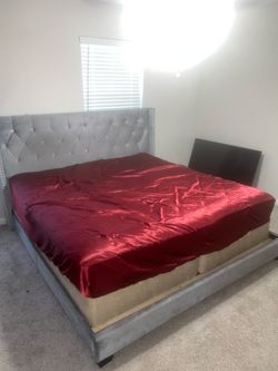 King size bed frame with box springs and mattress