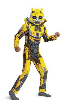 New Kids Boys transformers bumblebee costume  size small 5-6