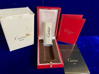 Vintage Oval Silver Cartier Lighter New Sealed Old Stock Full Set