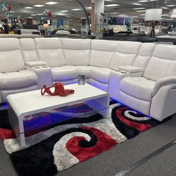White Power Recliner L-shaped Sectional Couch For Sale (furniture Blowout) 40% Off
