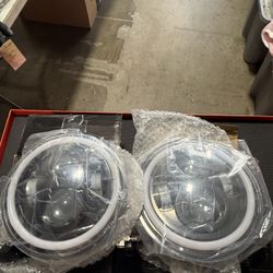 7" LED Headlights Halo Angle Eyes For Jeep Wrangler JK JKU LJ TJ CJ 1996-2018 (1 Pair)