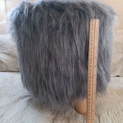 Plush Stool Gray