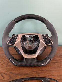 ZR1 C7 LIKE NEW REAL OEM C7 Corvette ZR1 Carbon Steering Wheel Red Stitching