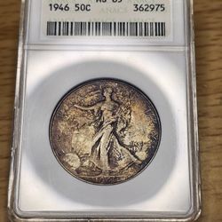 Toned Walking Liberty Silver Half Dollar 