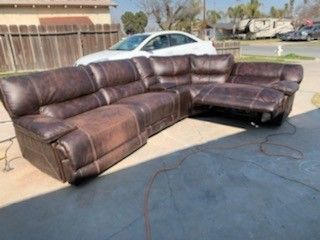 Leather electric reclining sectional