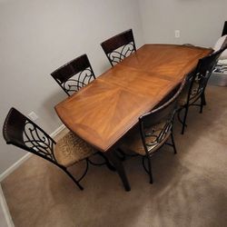 Wood Table With 5 Chairs - Discounted- $60