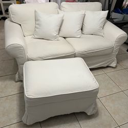 White Sofa with Ottoman