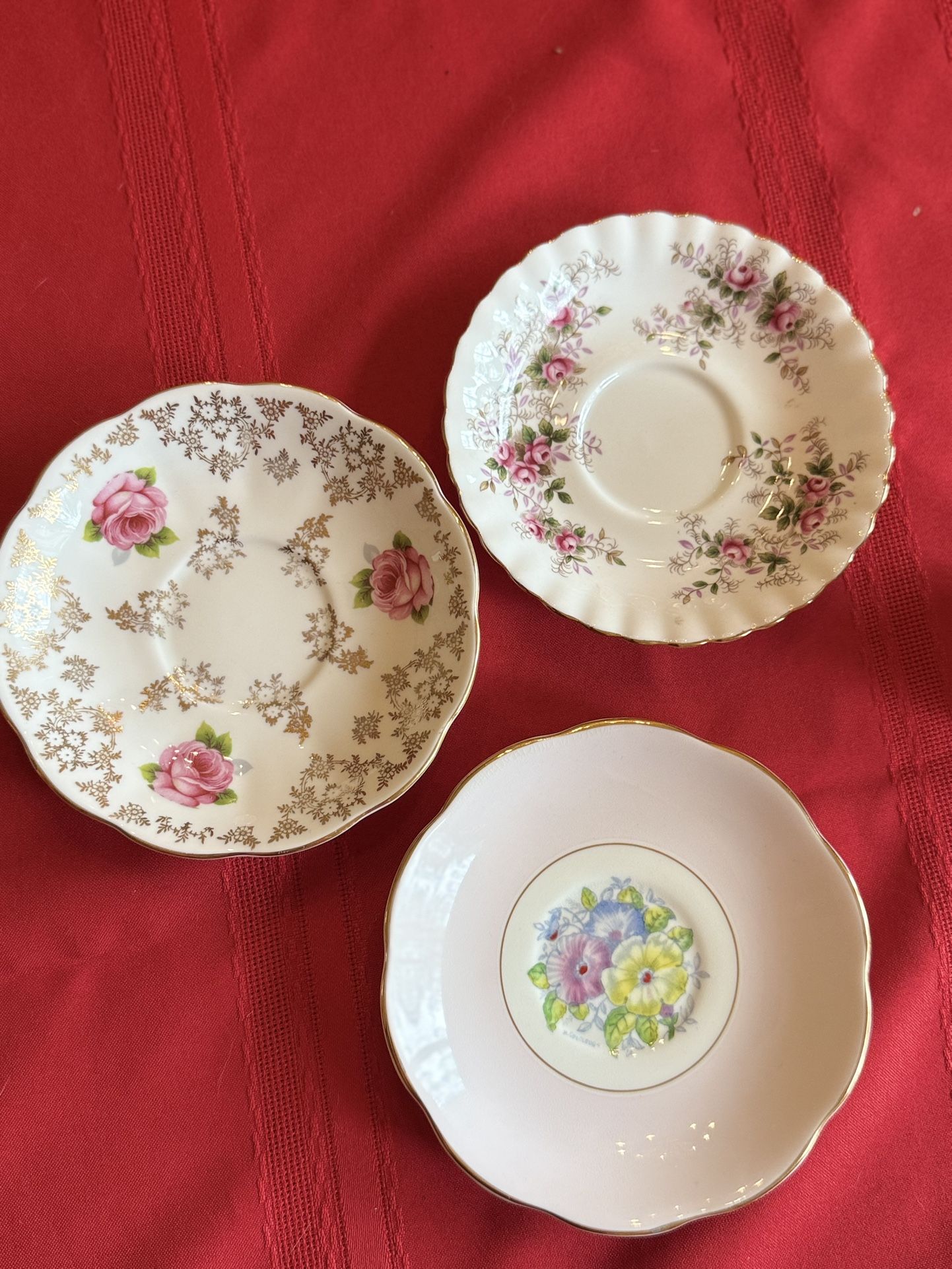 3 Vintage Fine Bone China Saucers